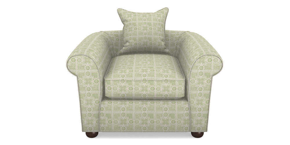 Product photograph of Lewes Chair In Rhs Collection - Small Knot Garden Cotton Weave - Green from Sofas and Stuff Limited