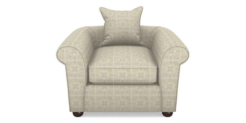 Product photograph of Lewes Chair In Rhs Collection - Small Knot Garden Cotton Weave - Olive from Sofas and Stuff Limited