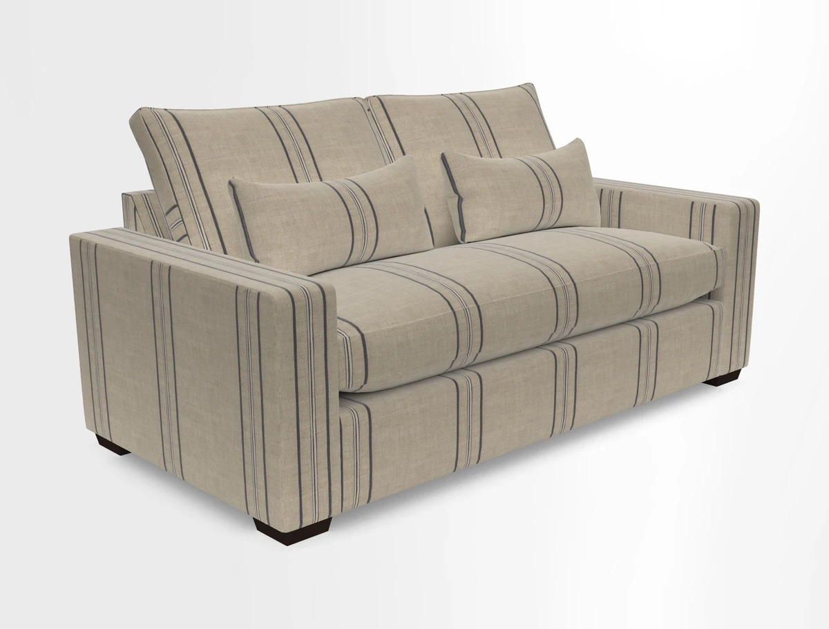 Linear 4 seater sofa in Harpers Bazaar Palette Studio Green with seat cushion in Linwood Romney Wool Forest
