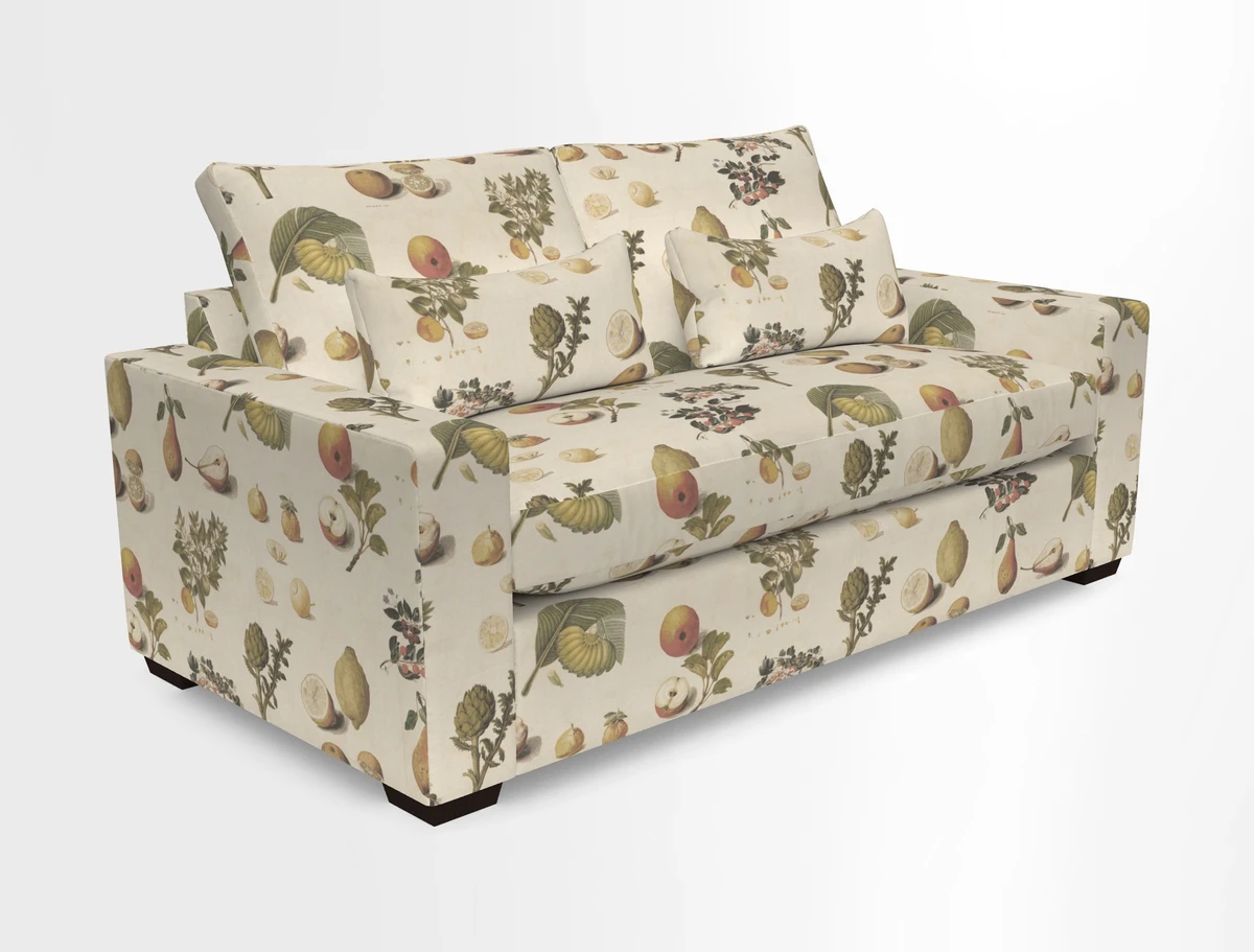 Linear 4 seater sofa in Harpers Bazaar Palette Studio Green with seat cushion in Linwood Romney Wool Forest