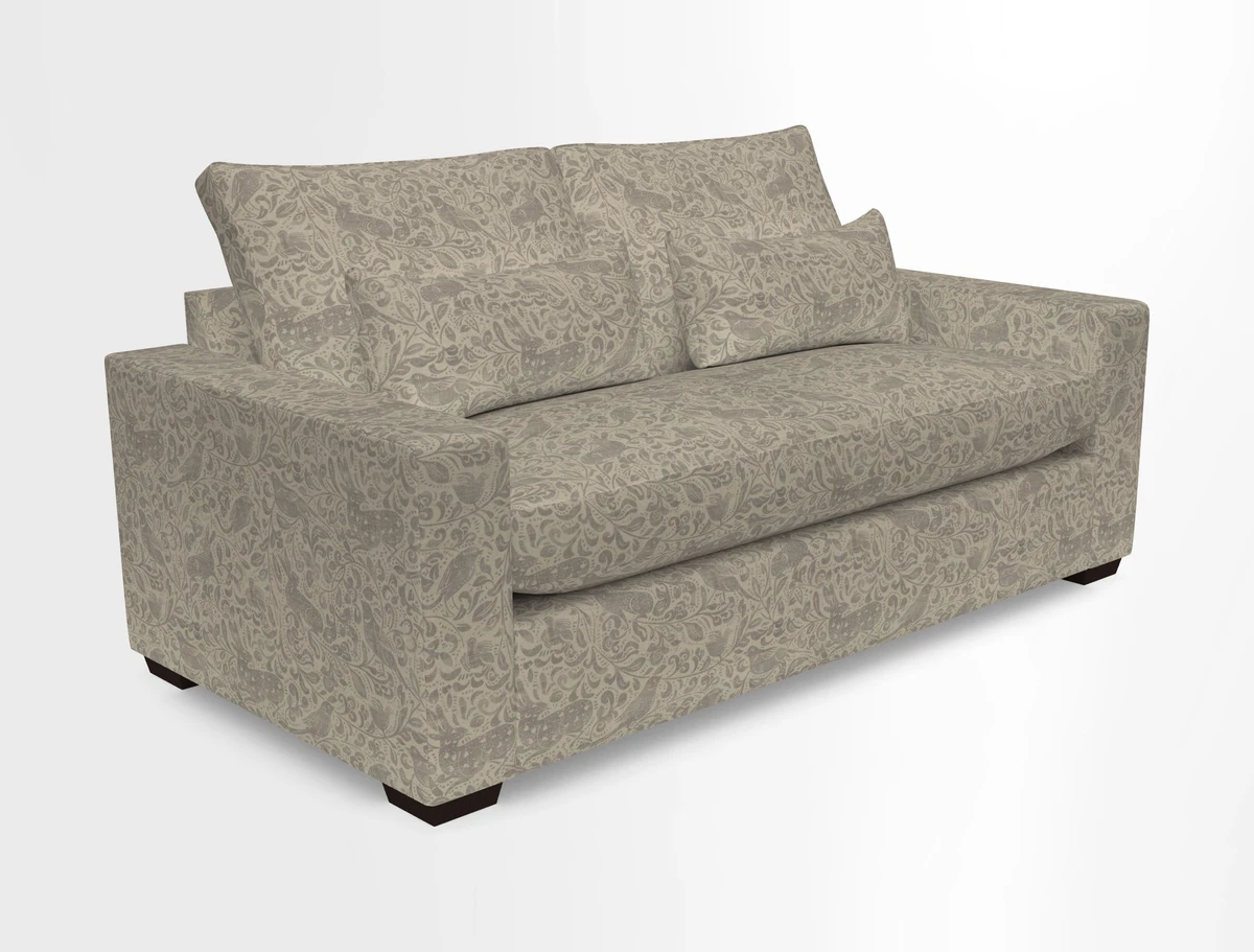 Linear 4 seater sofa in Harpers Bazaar Palette Studio Green with seat cushion in Linwood Romney Wool Forest