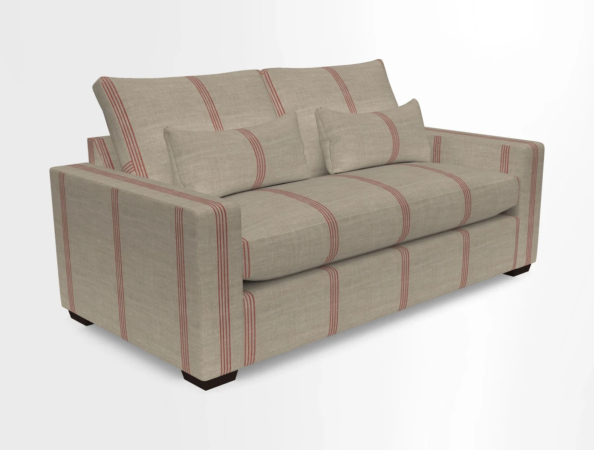 Linear 4 seater sofa in Harpers Bazaar Palette Studio Green with seat cushion in Linwood Romney Wool Forest