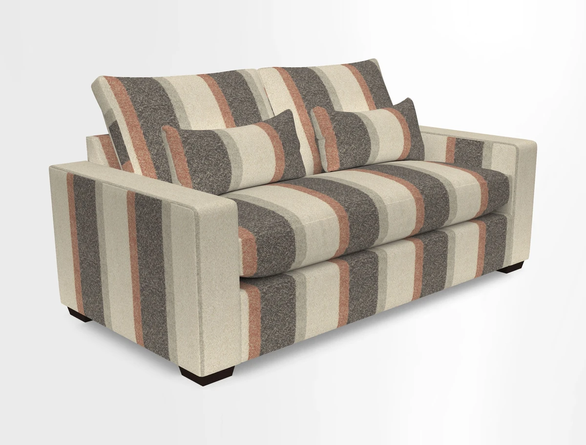 Linear 4 seater sofa in Harpers Bazaar Palette Studio Green with seat cushion in Linwood Romney Wool Forest