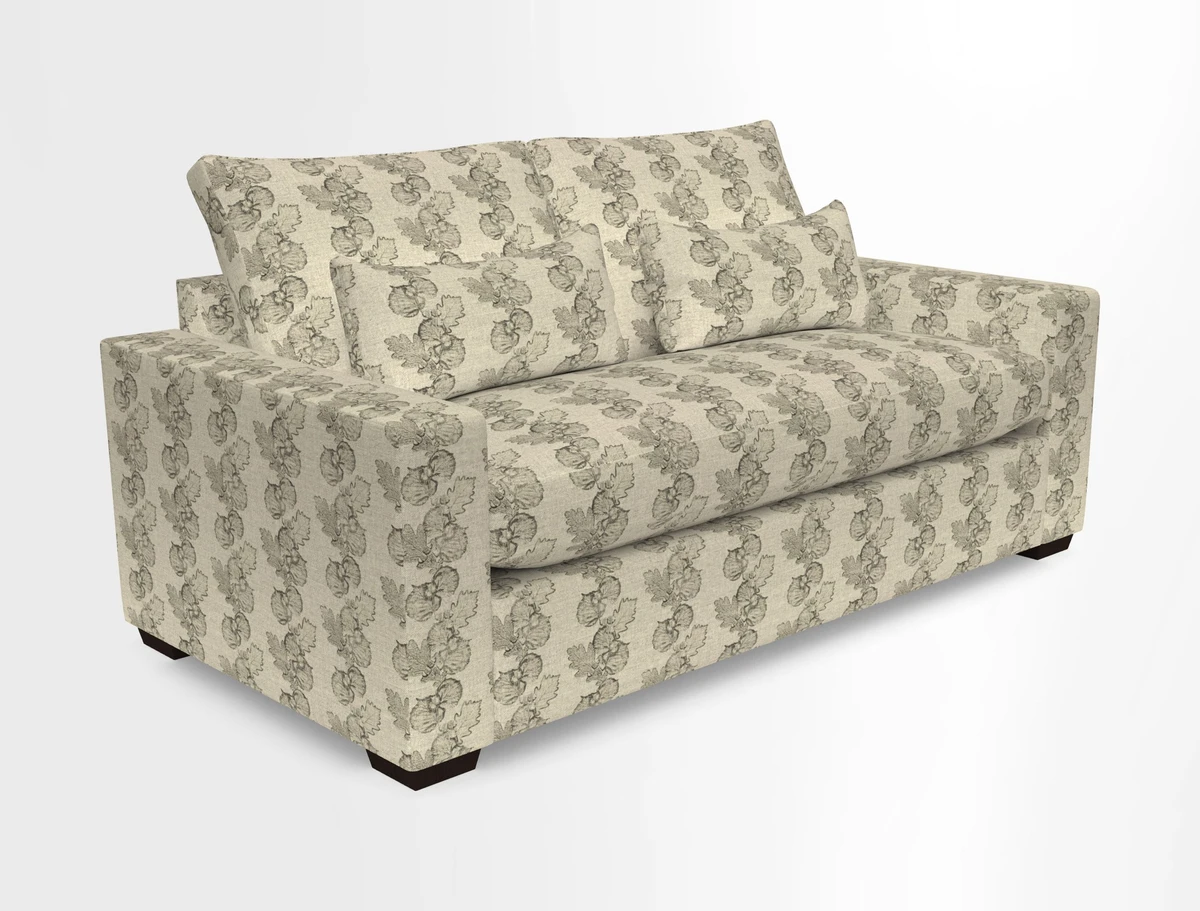 Linear 4 seater sofa in Harpers Bazaar Palette Studio Green with seat cushion in Linwood Romney Wool Forest