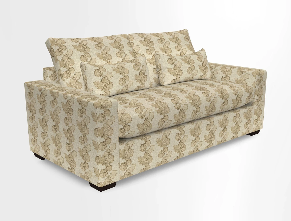 Linear 4 seater sofa in Harpers Bazaar Palette Studio Green with seat cushion in Linwood Romney Wool Forest