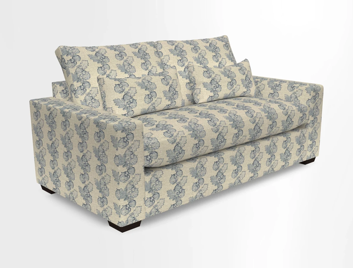 Linear 4 seater sofa in Harpers Bazaar Palette Studio Green with seat cushion in Linwood Romney Wool Forest