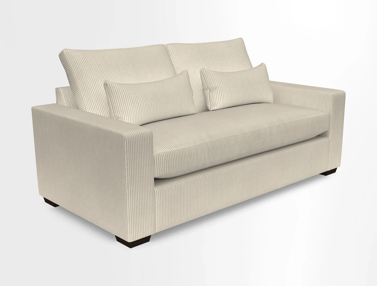 Linear 4 seater sofa in Harpers Bazaar Palette Studio Green with seat cushion in Linwood Romney Wool Forest