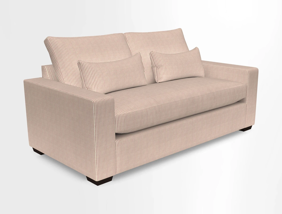 Linear 4 seater sofa in Harpers Bazaar Palette Studio Green with seat cushion in Linwood Romney Wool Forest