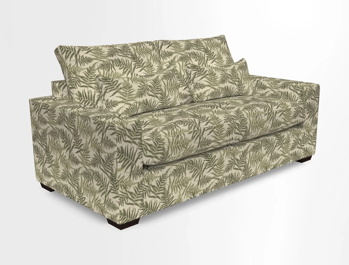 Linear 4 seater sofa in Harpers Bazaar Palette Studio Green with seat cushion in Linwood Romney Wool Forest