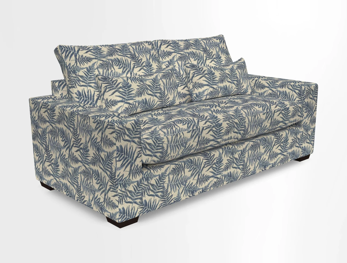 Linear 4 seater sofa in Harpers Bazaar Palette Studio Green with seat cushion in Linwood Romney Wool Forest