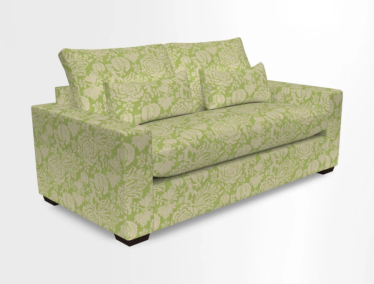 Linear 4 seater sofa in Harpers Bazaar Palette Studio Green with seat cushion in Linwood Romney Wool Forest