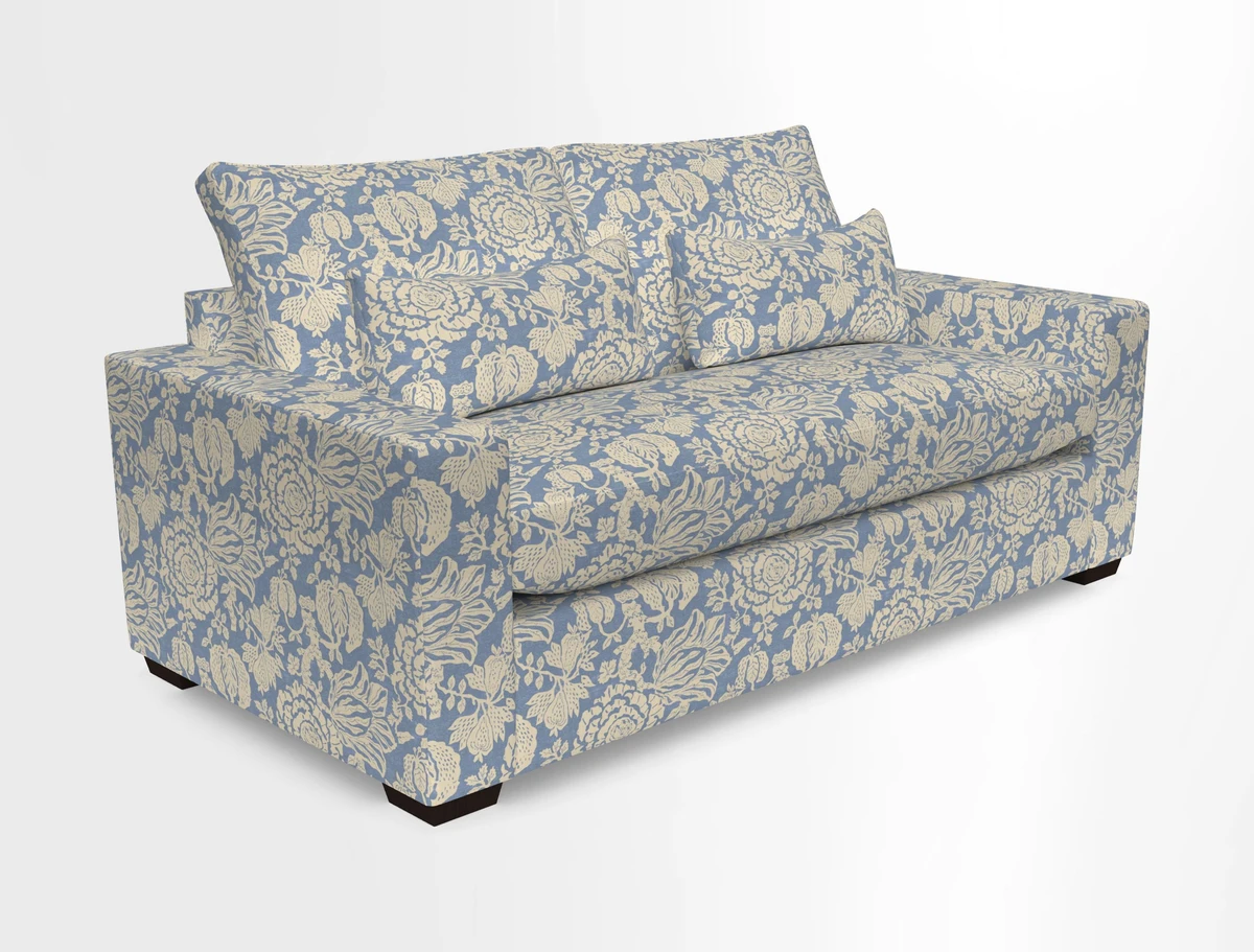 Linear 4 seater sofa in Harpers Bazaar Palette Studio Green with seat cushion in Linwood Romney Wool Forest