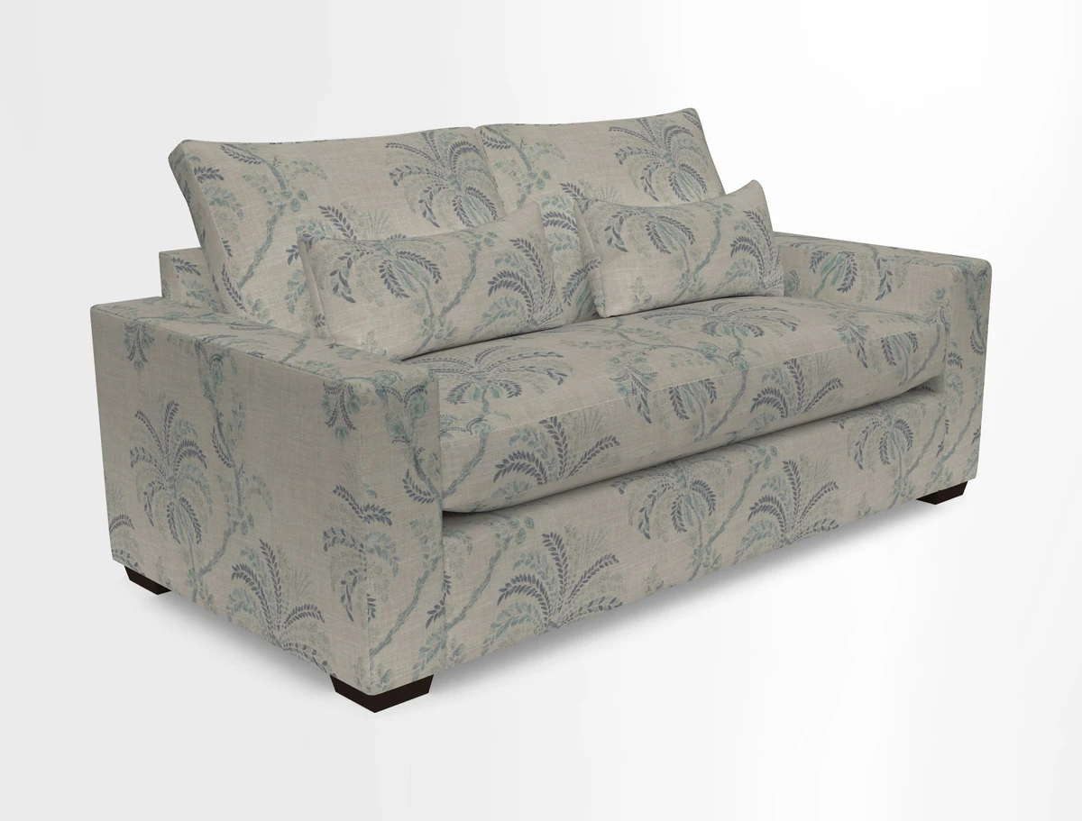 Linear 4 seater sofa in Harpers Bazaar Palette Studio Green with seat cushion in Linwood Romney Wool Forest