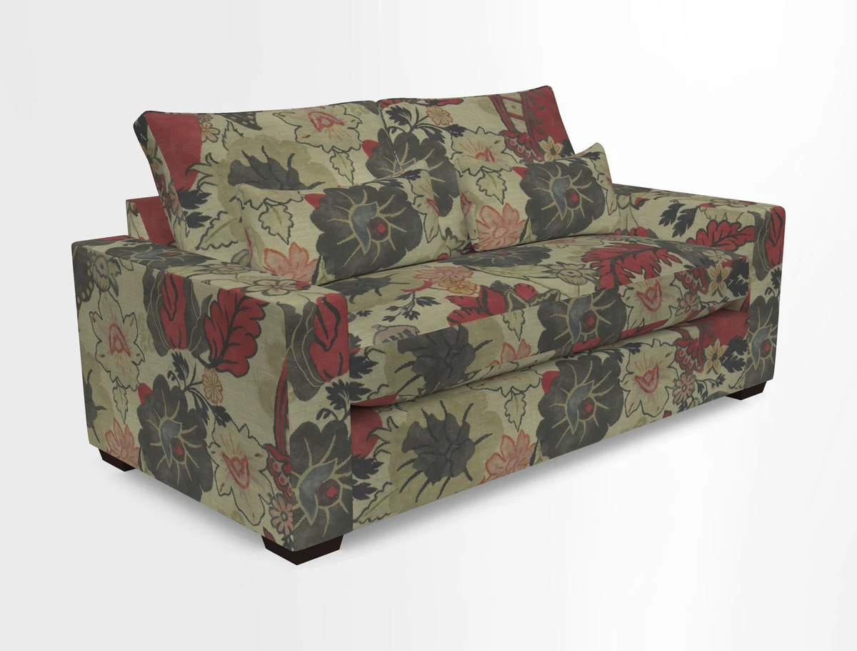Linear 4 seater sofa in Harpers Bazaar Palette Studio Green with seat cushion in Linwood Romney Wool Forest