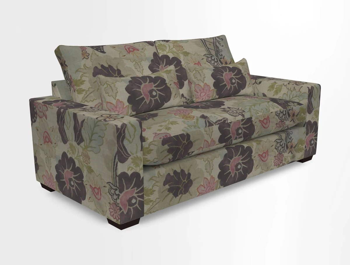 Linear 4 seater sofa in Harpers Bazaar Palette Studio Green with seat cushion in Linwood Romney Wool Forest