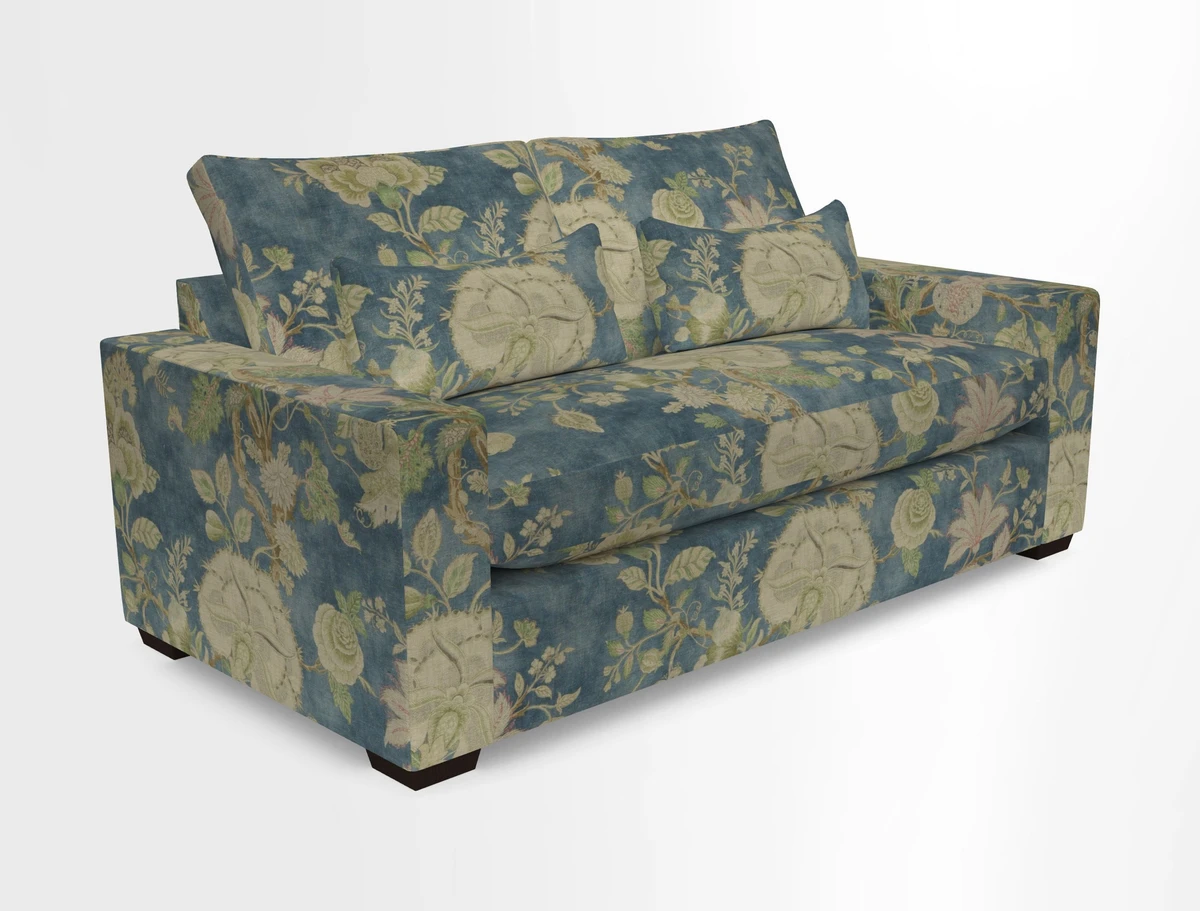 Linear 4 seater sofa in Harpers Bazaar Palette Studio Green with seat cushion in Linwood Romney Wool Forest