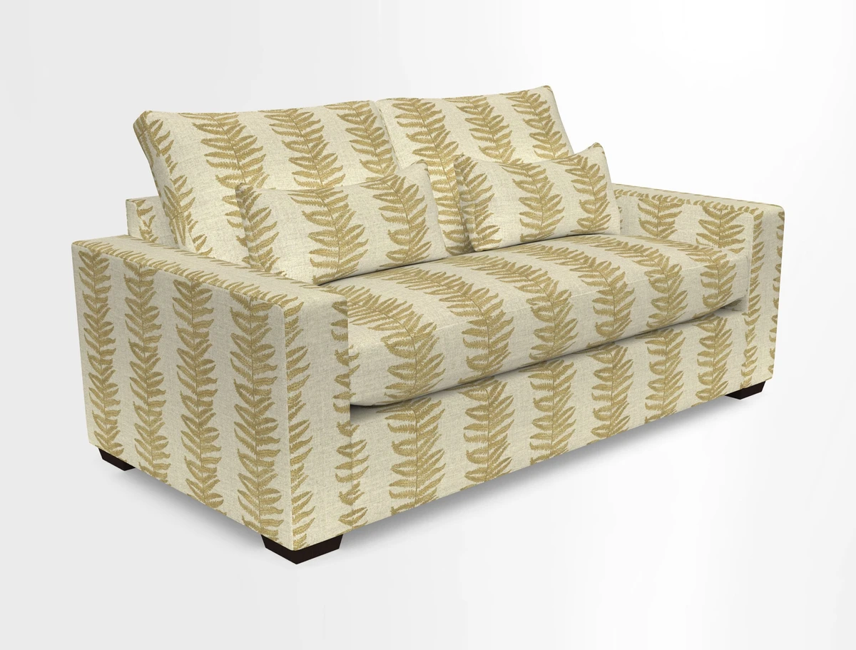 Linear 4 seater sofa in Harpers Bazaar Palette Studio Green with seat cushion in Linwood Romney Wool Forest