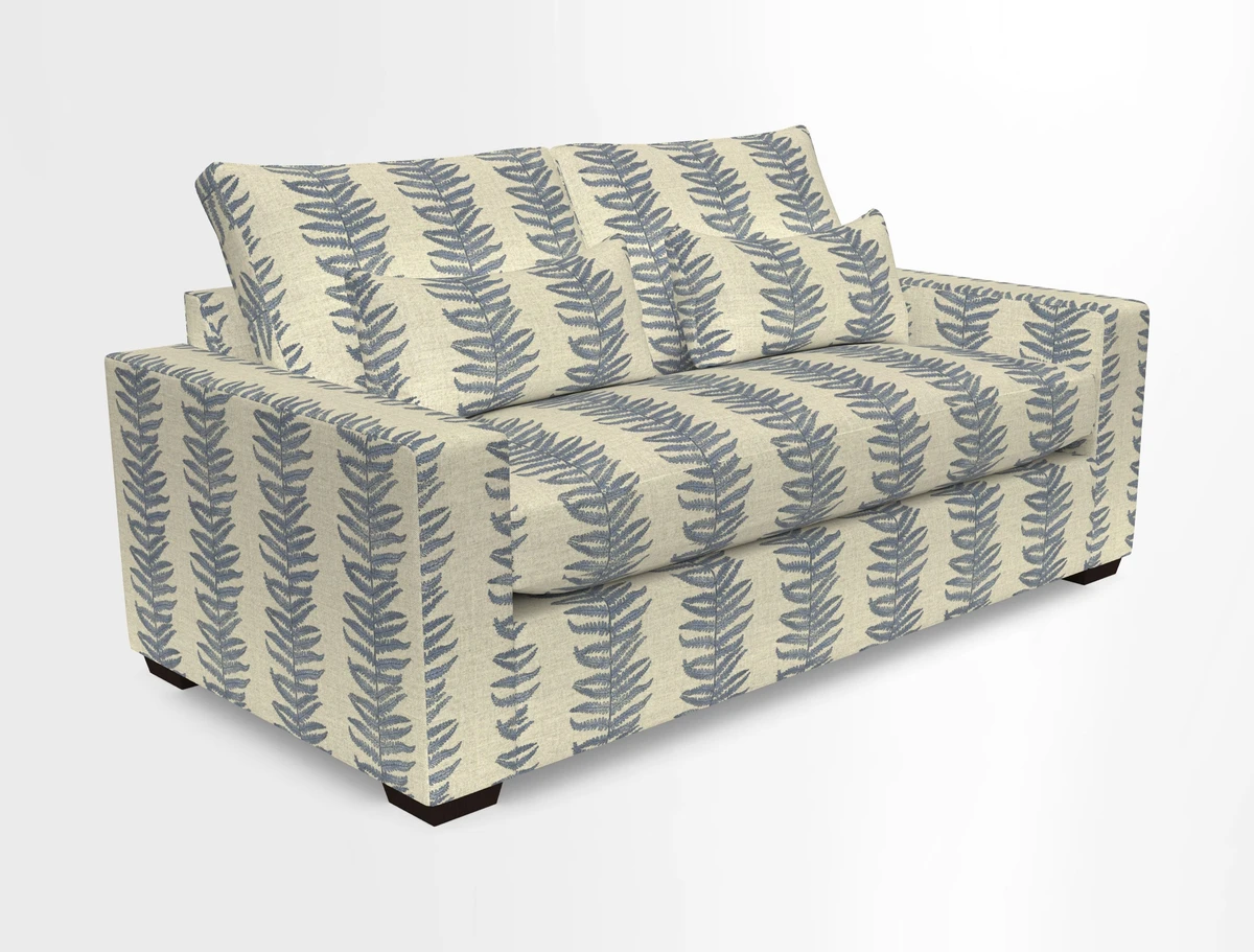 Linear 4 seater sofa in Harpers Bazaar Palette Studio Green with seat cushion in Linwood Romney Wool Forest