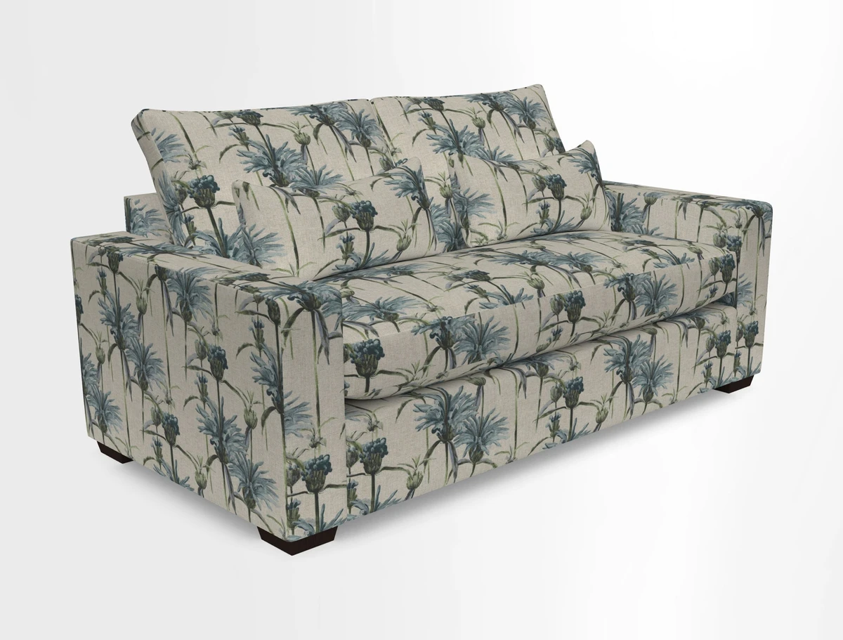 Linear 4 seater sofa in Harpers Bazaar Palette Studio Green with seat cushion in Linwood Romney Wool Forest