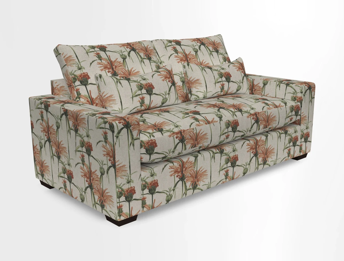 Linear 4 seater sofa in Harpers Bazaar Palette Studio Green with seat cushion in Linwood Romney Wool Forest