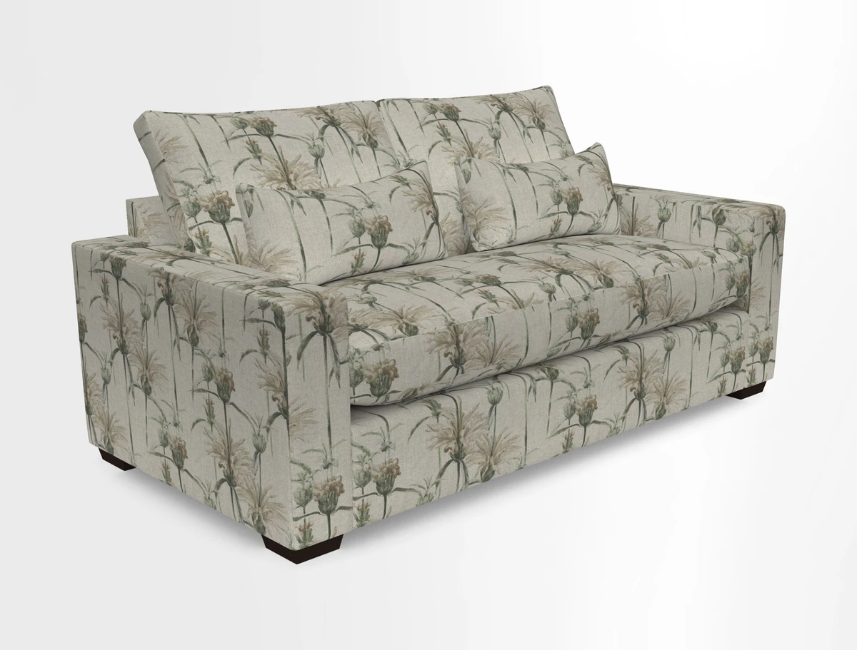 Linear 4 seater sofa in Harpers Bazaar Palette Studio Green with seat cushion in Linwood Romney Wool Forest