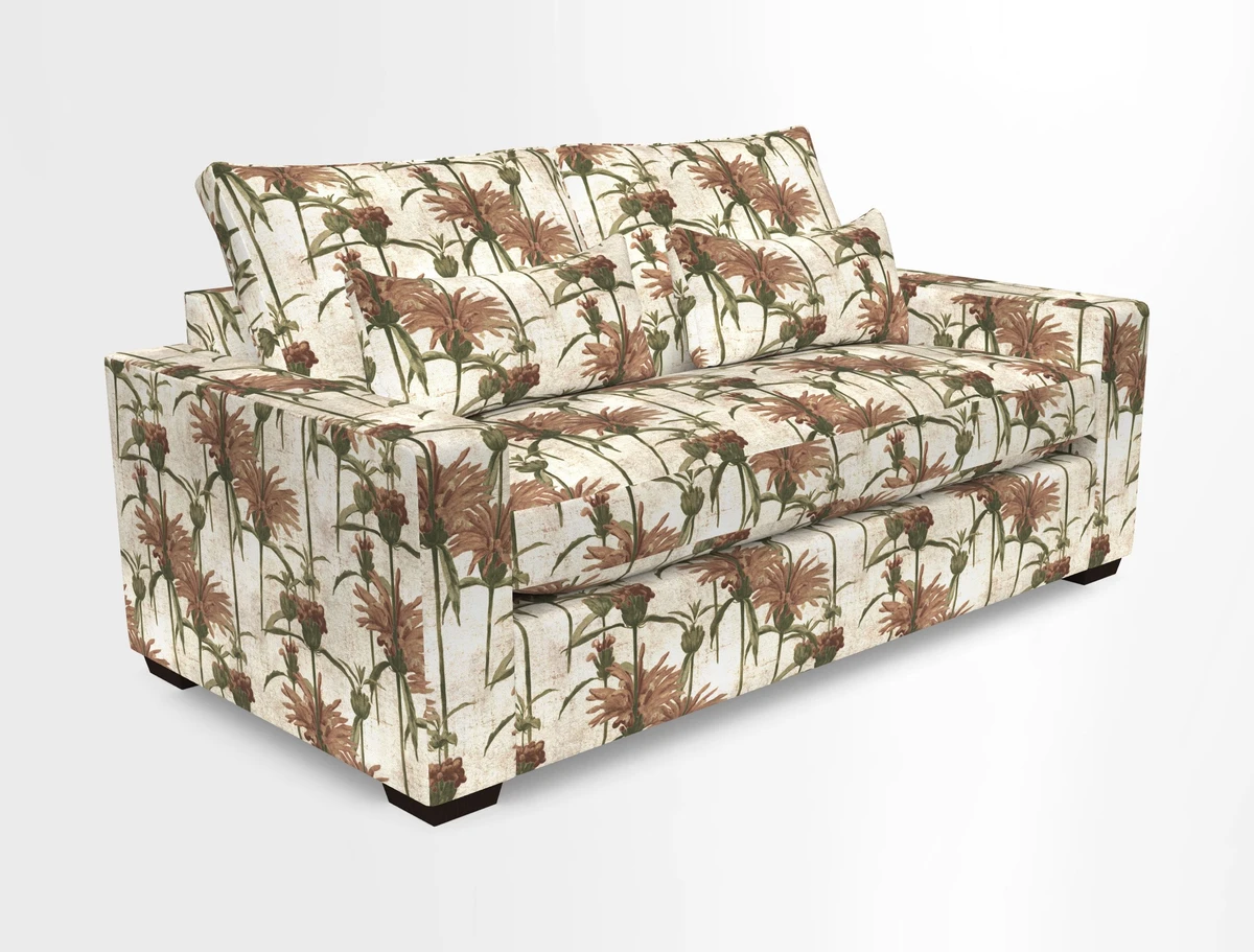 Linear 4 seater sofa in Harpers Bazaar Palette Studio Green with seat cushion in Linwood Romney Wool Forest