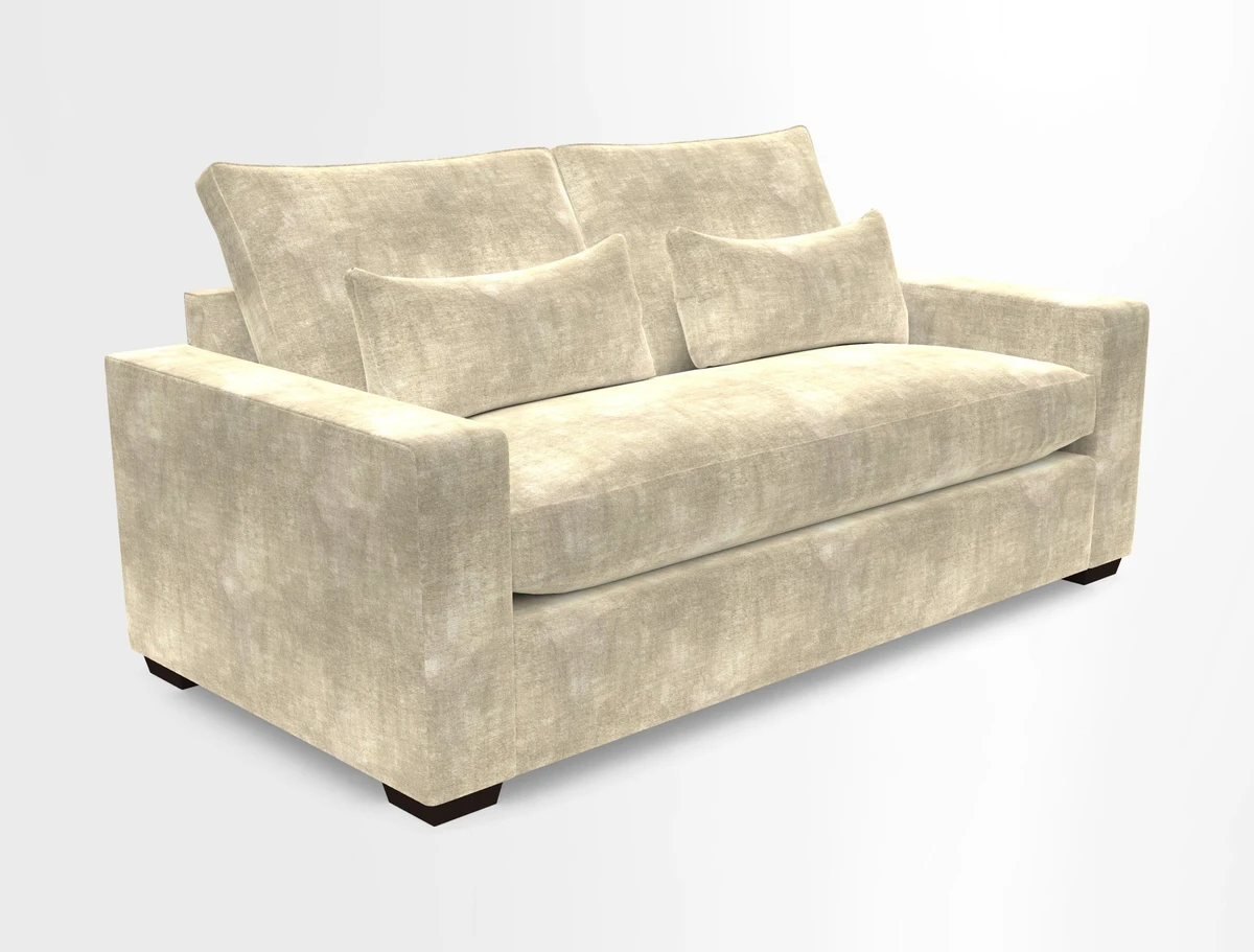 Linear 4 seater sofa in Harpers Bazaar Palette Studio Green with seat cushion in Linwood Romney Wool Forest