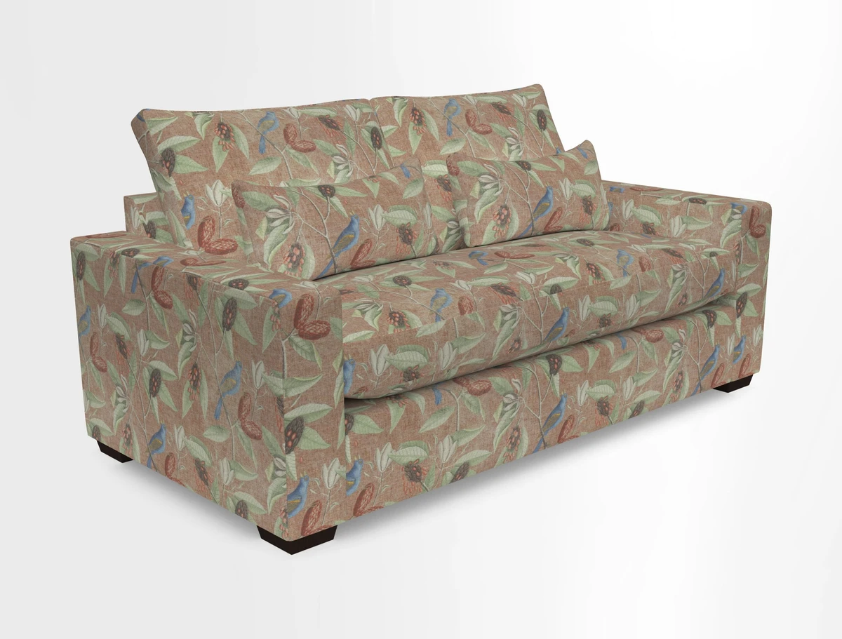 Linear 4 seater sofa in Harpers Bazaar Palette Studio Green with seat cushion in Linwood Romney Wool Forest