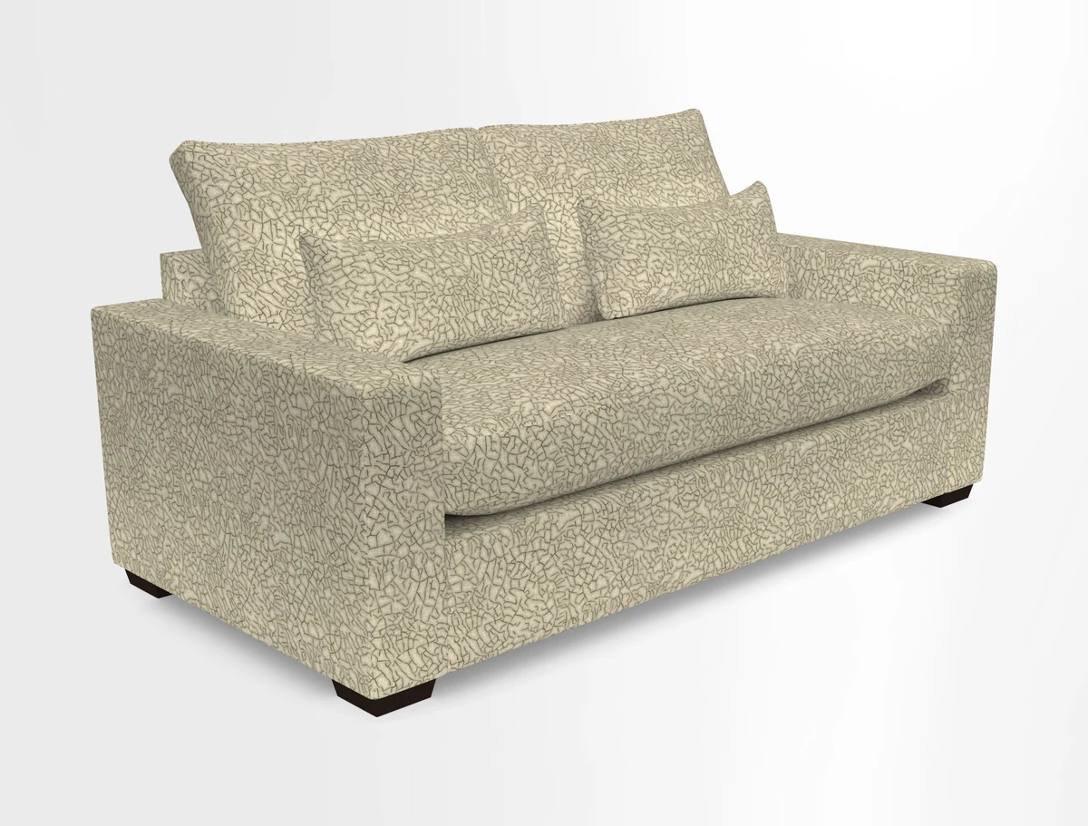 Linear 4 seater sofa in Harpers Bazaar Palette Studio Green with seat cushion in Linwood Romney Wool Forest
