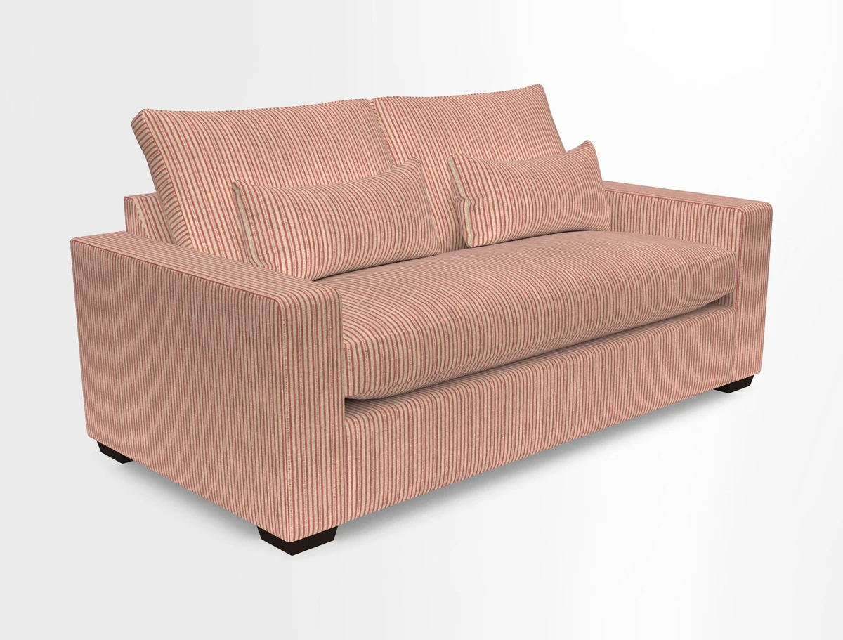 Linear 4 seater sofa in Harpers Bazaar Palette Studio Green with seat cushion in Linwood Romney Wool Forest