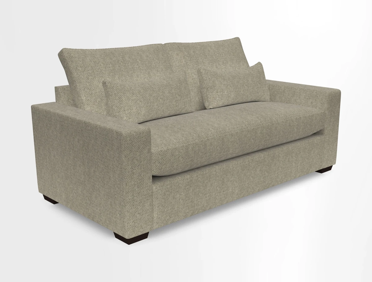 Linear 4 seater sofa in Harpers Bazaar Palette Studio Green with seat cushion in Linwood Romney Wool Forest