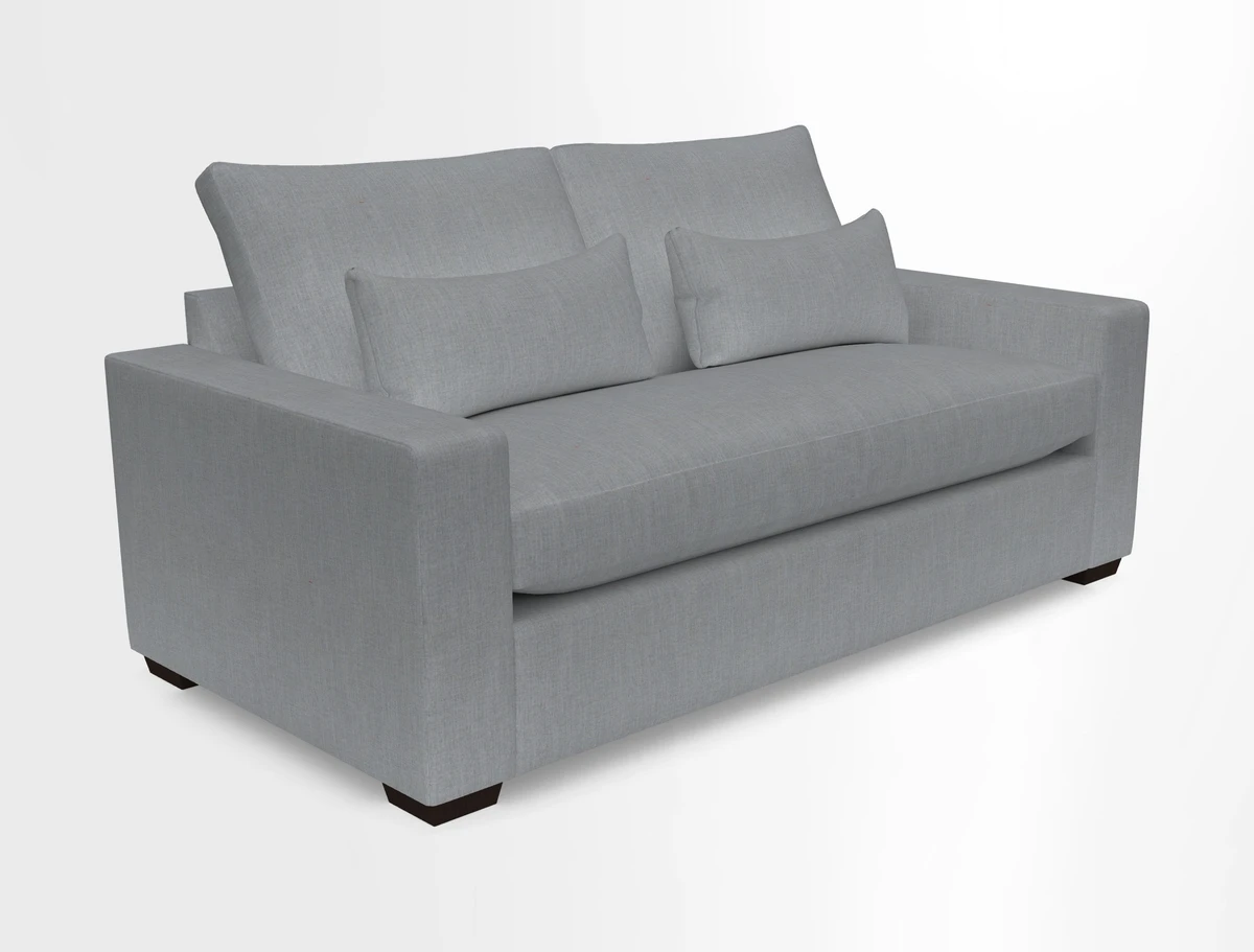 Linear 4 seater sofa in Harpers Bazaar Palette Studio Green with seat cushion in Linwood Romney Wool Forest