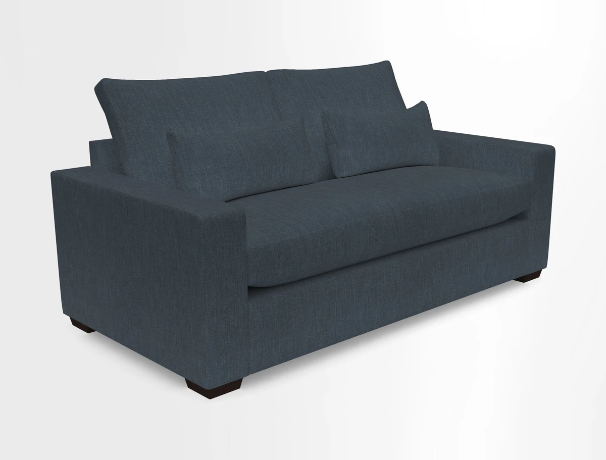 Linear 4 seater sofa in Harpers Bazaar Palette Studio Green with seat cushion in Linwood Romney Wool Forest