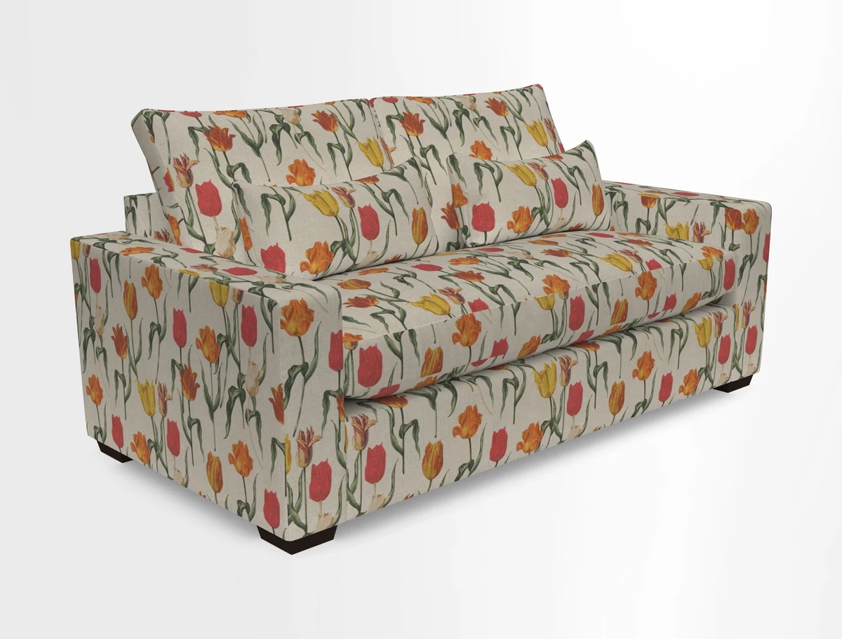 Linear 4 seater sofa in Harpers Bazaar Palette Studio Green with seat cushion in Linwood Romney Wool Forest