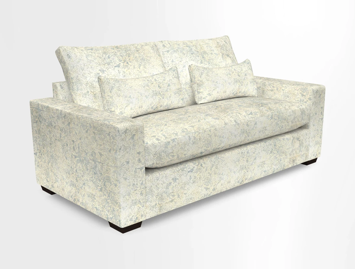 Linear 4 seater sofa in Harpers Bazaar Palette Studio Green with seat cushion in Linwood Romney Wool Forest