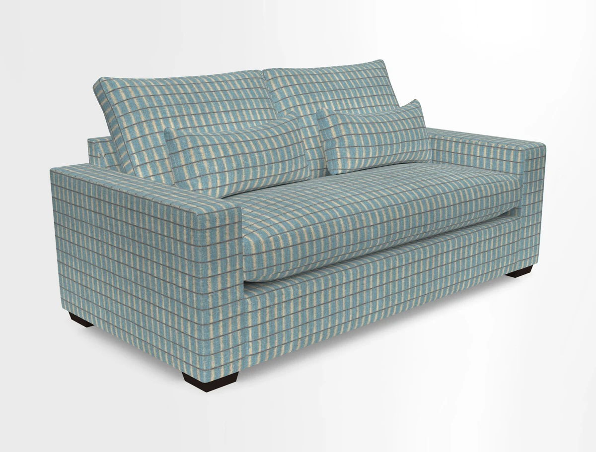 Linear 4 seater sofa in Harpers Bazaar Palette Studio Green with seat cushion in Linwood Romney Wool Forest