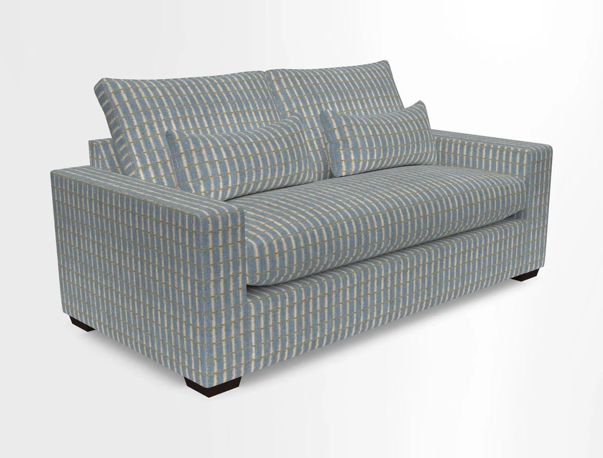 Linear 4 seater sofa in Harpers Bazaar Palette Studio Green with seat cushion in Linwood Romney Wool Forest