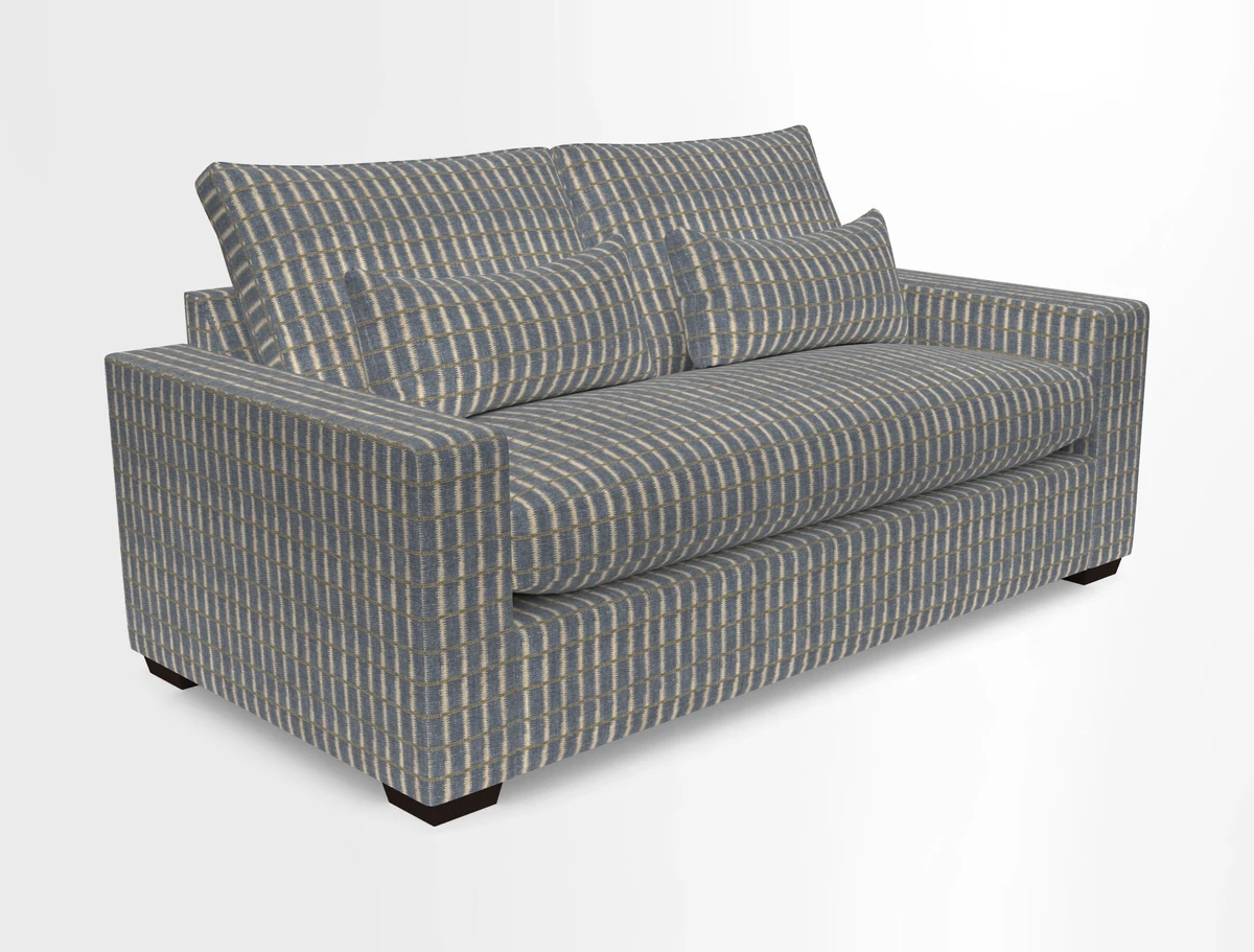 Linear 4 seater sofa in Harpers Bazaar Palette Studio Green with seat cushion in Linwood Romney Wool Forest