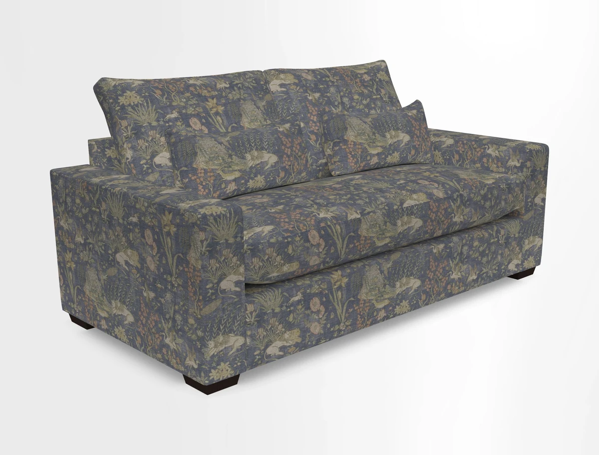 Linear 4 seater sofa in Harpers Bazaar Palette Studio Green with seat cushion in Linwood Romney Wool Forest