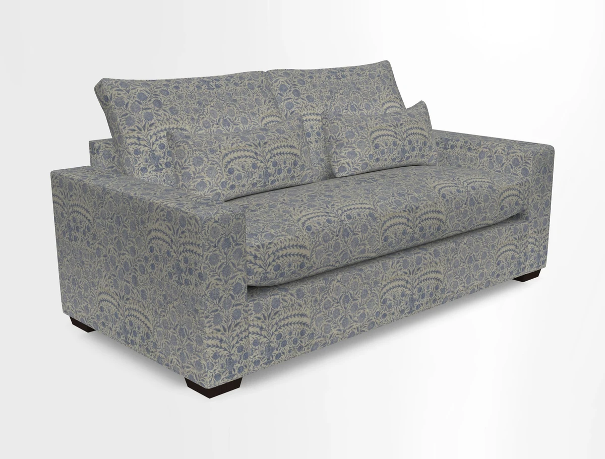 Linear 4 seater sofa in Harpers Bazaar Palette Studio Green with seat cushion in Linwood Romney Wool Forest