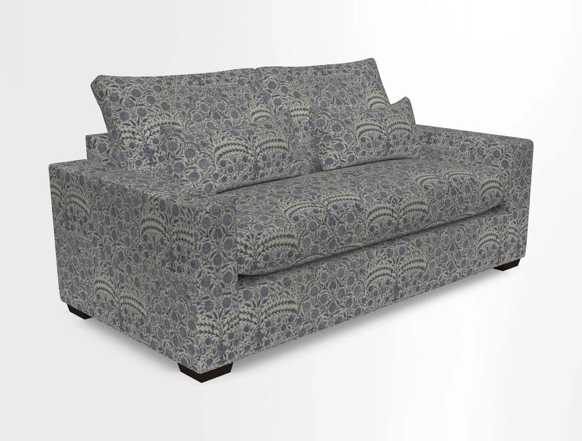 Linear 4 seater sofa in Harpers Bazaar Palette Studio Green with seat cushion in Linwood Romney Wool Forest