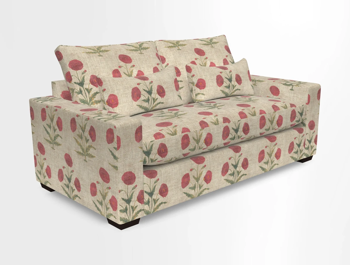 Linear 4 seater sofa in Harpers Bazaar Palette Studio Green with seat cushion in Linwood Romney Wool Forest