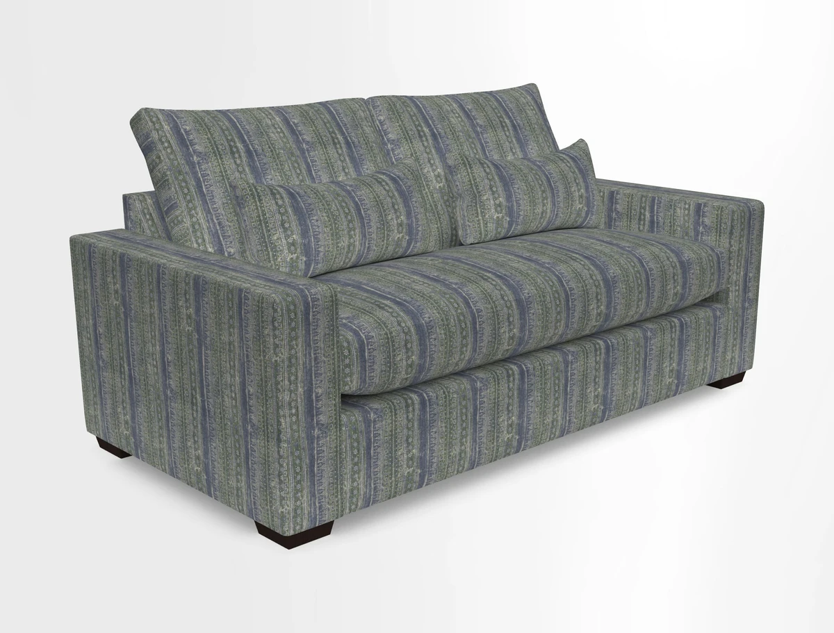 Linear 4 seater sofa in Harpers Bazaar Palette Studio Green with seat cushion in Linwood Romney Wool Forest