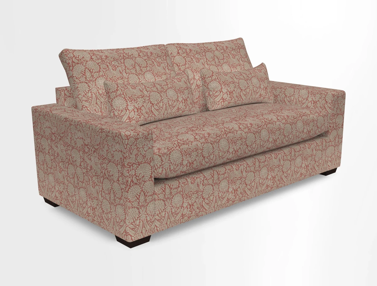 Linear 4 seater sofa in Harpers Bazaar Palette Studio Green with seat cushion in Linwood Romney Wool Forest