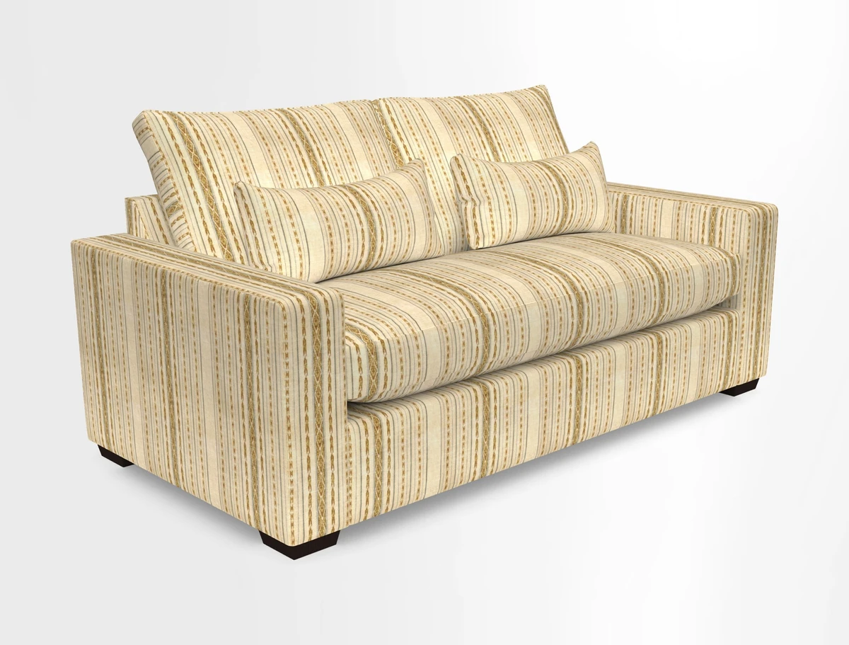 Linear 4 seater sofa in Harpers Bazaar Palette Studio Green with seat cushion in Linwood Romney Wool Forest