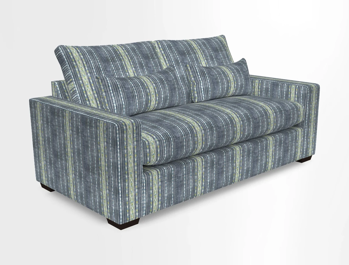 Linear 4 seater sofa in Harpers Bazaar Palette Studio Green with seat cushion in Linwood Romney Wool Forest