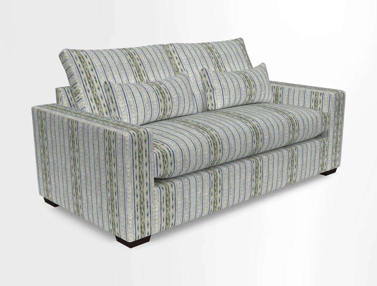 Linear 4 seater sofa in Harpers Bazaar Palette Studio Green with seat cushion in Linwood Romney Wool Forest