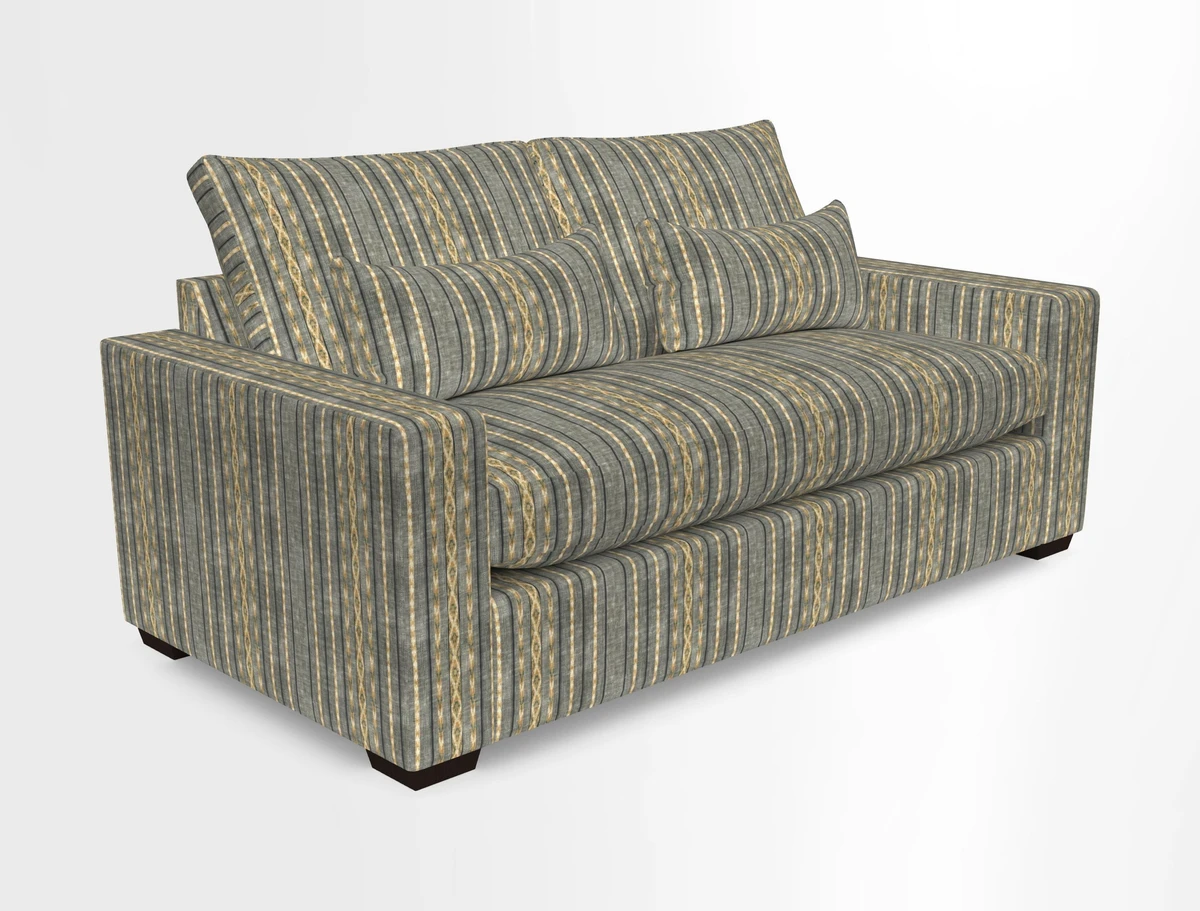 Linear 4 seater sofa in Harpers Bazaar Palette Studio Green with seat cushion in Linwood Romney Wool Forest