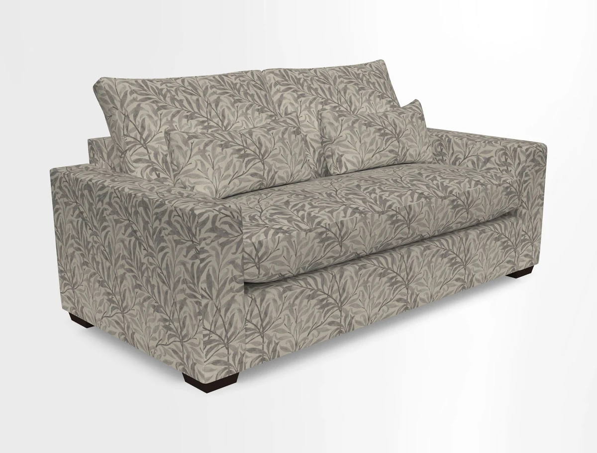 Linear 4 seater sofa in Harpers Bazaar Palette Studio Green with seat cushion in Linwood Romney Wool Forest