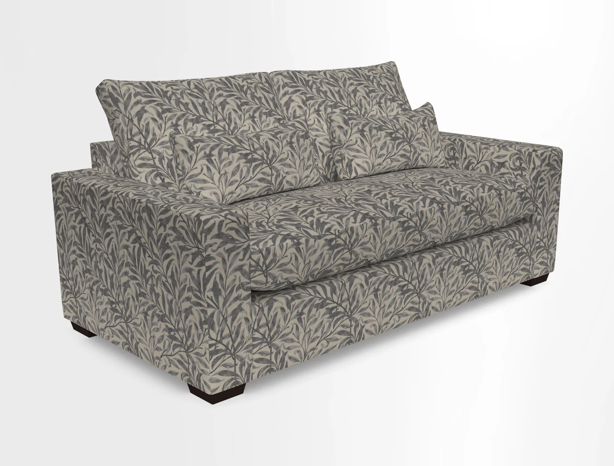 Linear 4 seater sofa in Harpers Bazaar Palette Studio Green with seat cushion in Linwood Romney Wool Forest